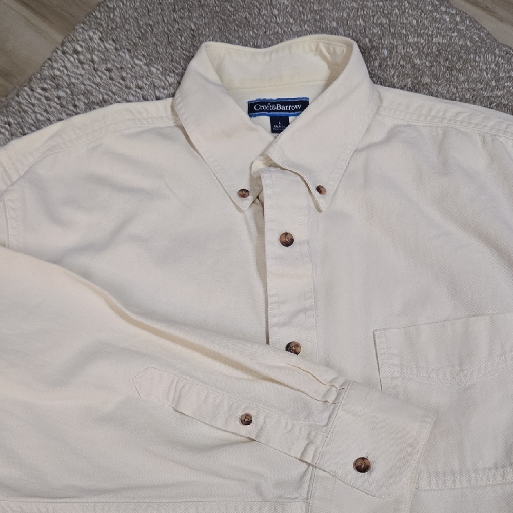 3 Mens Shirts For $20 Croft & Barrow Men's Button-Down Cream Shirt